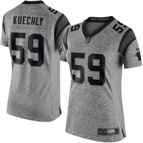 Nike Panthers #59 Luke Kuechly Gray Women's Stitched NFL Limited Gridiron Gray Jersey